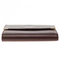 مملوكة مسبقًا Cartier Burgundy Leather Must De Cartier Tri Fold Wallet
