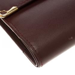 مملوكة مسبقًا Cartier Burgundy Leather Must De Cartier Tri Fold Wallet