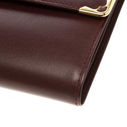 مملوكة مسبقًا Cartier Burgundy Leather Must De Cartier Tri Fold Wallet
