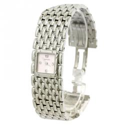 Pre Owned Cartier Pink Mother of Pearl Stainless Steel Ruban Women's Wristwatch 21MM