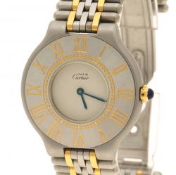 Pre Owned Cartier Grey Two Tone Stainless Steel Must 21 De Cartier Women's Wristwatch 31 mm