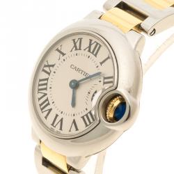 Pre Owned Cartier Grey Yellow Gold and Stainless Steel Ballon Bleu De Cartier Women's Wristwatch 28 mm