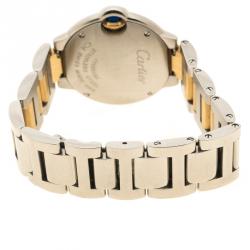 Pre Owned Cartier Grey Yellow Gold and Stainless Steel Ballon Bleu De Cartier Women's Wristwatch 28 mm