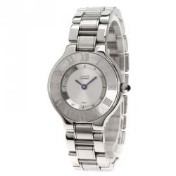 Cartier Silver Stainless Steel Must 21 Women's Wristwatch 28MM 