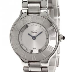 Pre Owned Cartier Silver Stainless Steel Must 21 Women's Wristwatch 28MM