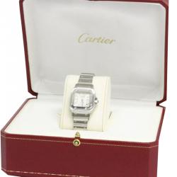 مملوكة مسبقًا ساعة بد نسائية كارتييه سانتوس غالبي ستانلس ستيل فضة 24 مم