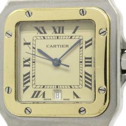 Pre Owned Cartier Cream 18K Yellow Gold and Stainless Steel Santos Galbee Women's Wristwatch 29MM