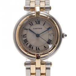 مملوكة مسبقًا ساعة كارتييه بانثير لون عاجي ستانلس ستيل و ذهب أصفر للنساء 30مم