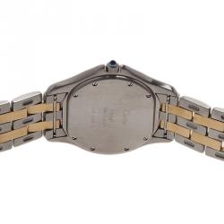 Pre Owned Cartier Ivory Stainless Steel and Yellow Gold Panthere Women's Wristwatch 33MM