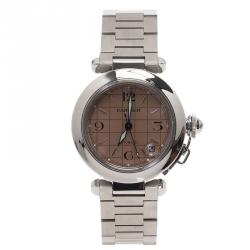 Pre Owned Cartier Salmon Pink Stainless Steel Pasha C Women's Wristwatch 35MM