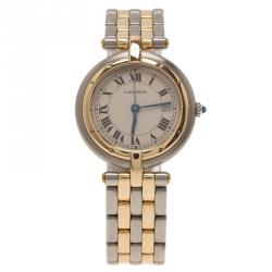 مملوكة مسبقًا Cartier Ivory Stainless Steel and Yellow Gold Panthere Women's Wristwatch 30MM