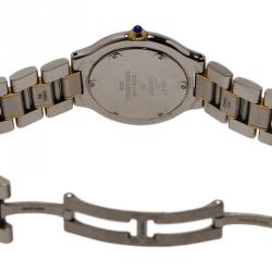 Pre Owned Cartier Silver Stainless Steel and 18K Yellow Gold Must Women's Wristwatch 28MM