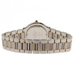 Pre Owned Cartier Silver Stainless Steel and 18K Yellow Gold Must Women's Wristwatch 28MM