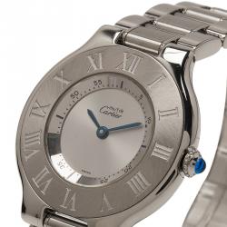 Pre Owned ساعة يد كارتييه ماست 21 ستانلس ستيل فضة نسائي 38 مم