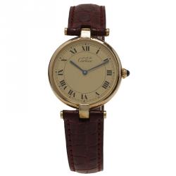 Pre Owned Cartier Beige Gold-Plated Silver Vermeil Women's Wristwatch 30MM