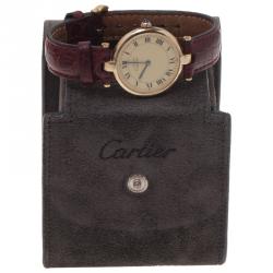 Pre Owned Cartier Beige Gold-Plated Silver Vermeil Women's Wristwatch 30MM