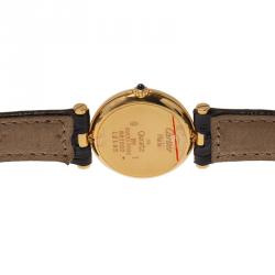 Pre Owned Cartier White 18K Yellow Gold Vendome Women's Wristwatch 24MM