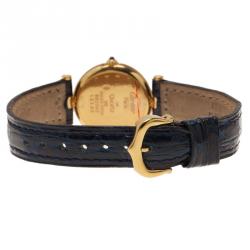 Pre Owned Cartier White 18K Yellow Gold Vendome Women's Wristwatch 24MM