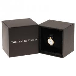 Pre Owned Cartier White 18K Yellow Gold Vendome Women's Wristwatch 24MM