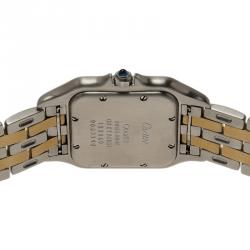 Pre Owned Cartier Ivory 18K Yellow Gold and Stainless Steel Tank Women's Wristwatch 27MM