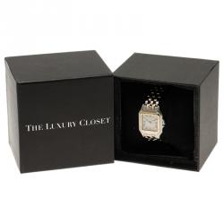 Pre Owned Cartier Ivory 18K Yellow Gold and Stainless Steel Tank Women's Wristwatch 27MM