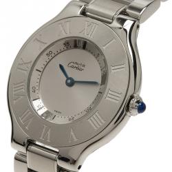 Pre Owned Cartier Silver Stainless Steel Must 21 Women's Wristwatch 30MM