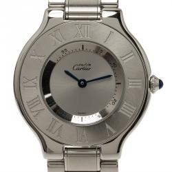 Pre Owned Cartier Silver Stainless Steel Must 21 Women's Wristwatch 30MM