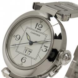 Pre Owned ساعة يد للجنسين كارتييه باشا C ستانلس ستيل بيضاء 36 مم