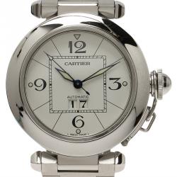 Pre Owned ساعة يد للجنسين كارتييه باشا C ستانلس ستيل بيضاء 36 مم