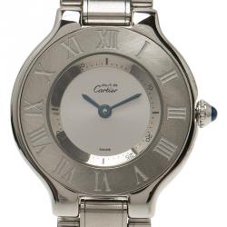 مملوكة مسبقًا ساعة يد نسائية كارتييه ماست 21 دو كارتييه ستانلس ستيل فضية 27مم