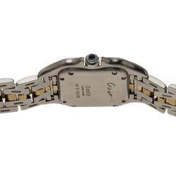 Pre Owned Cartier Ivory 18K Yellow Gold and Stainless Steel Panthere Wristwatch 22MM