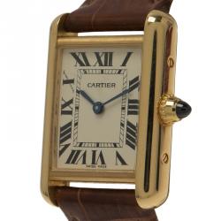 Pre Owned ساعة يد نسائية كارتييه تانك أنغليس ذهب عيار 18 بيضاء 23 مم