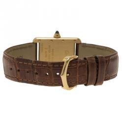 Pre Owned ساعة يد نسائية كارتييه تانك أنغليس ذهب عيار 18 بيضاء 23 مم