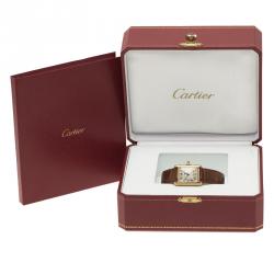 Pre Owned ساعة يد نسائية كارتييه تانك أنغليس ذهب عيار 18 بيضاء 23 مم