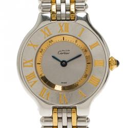 Pre Owned Cartier Ivory Stainless Steel Must 21 Women's Wristwatch 28MM