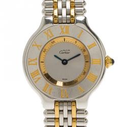 Pre Owned Cartier Silver Stainless Steel Must 21 Women's Wristwatch 28MM