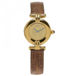 Pre Owned Cartier Champagne Gold-Plated Silver Vermeil Women's Wristwatch 30MM