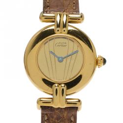 Pre Owned Cartier Champagne Gold-Plated Silver Vermeil Women's Wristwatch 30MM