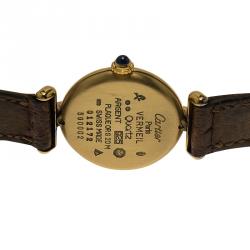 Pre Owned Cartier Champagne Gold-Plated Silver Vermeil Women's Wristwatch 30MM