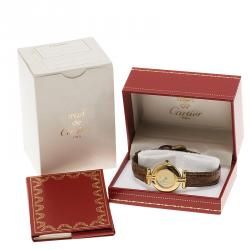 Pre Owned Cartier Champagne Gold-Plated Silver Vermeil Women's Wristwatch 30MM