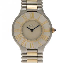 Pre Owned Cartier Ivory Stainless Steel Must 21 Women's Wristwatch 30MM