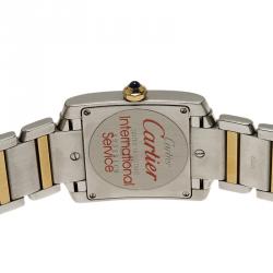 Pre Owned Cartier Ivory Stainless Steel and 18K Yellow Gold Women's Wristwatch Tank Francaise 25MM