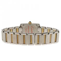 Pre Owned Cartier Ivory Stainless Steel and 18K Yellow Gold Women's Wristwatch Tank Francaise 25MM