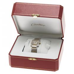 Pre Owned Cartier Ivory Stainless Steel and 18K Yellow Gold Women's Wristwatch Tank Francaise 25MM