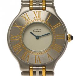 Pre Owned Cartier Ivory Stainless Steel Must 21 Women's Wristwatch 31MM