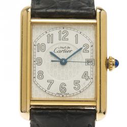 Pre Owned Cartier White Gold-Plated Silver Must De Vintage Women's Wristwatch 25MM