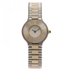 Pre Owned Cartier Ivory Stainless Steel Must 21 Women's Wristwatch 28MM