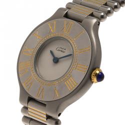 Pre Owned Cartier Ivory Stainless Steel Must 21 Women's Wristwatch 28MM