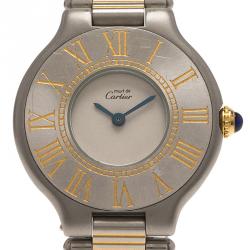 Pre Owned Cartier Ivory Stainless Steel Must 21 Women's Wristwatch 28MM