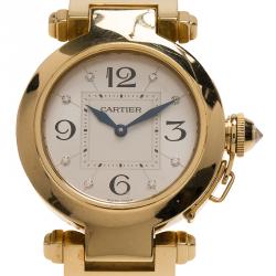 Pre Owned Cartier Silver 18K Rose Gold Pasha de Cartier Women's Wristwatch 32MM